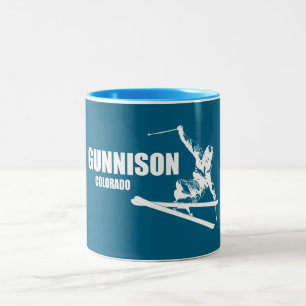 Caneca De Café Em Dois Tons Esquiador de Gunnison Colorado