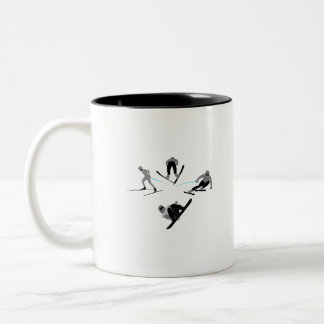 Caneca De Café Em Dois Tons Esquiadores e Snowboarders-quatro disciplinas