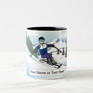 Caneca De Café Em Dois Tons Esquier de Neve Personalizado - Cartoon Masculino