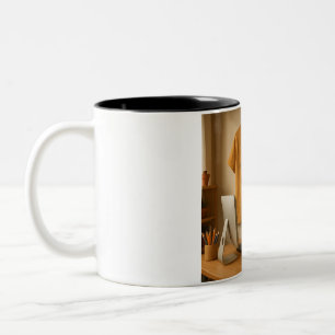 Caneca De Café Em Dois Tons Esquilo-branco e Laptop