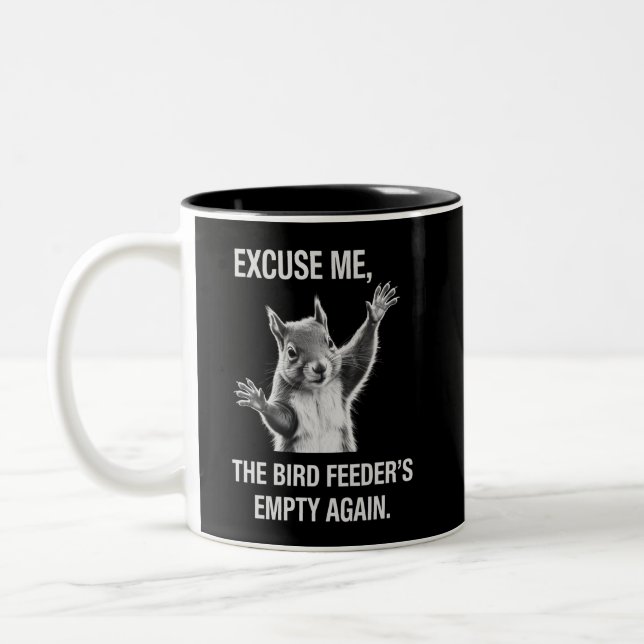 Caneca De Café Em Dois Tons Esquilo Com Licença, Comedouro de Pássaros Está Va (Esquerda)