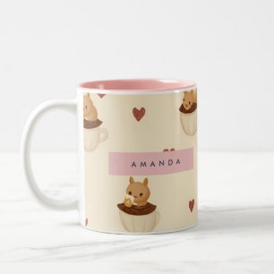 Caneca De Café Em Dois Tons Esquilo Cute Personalizado no Padrão da Taça do Ca