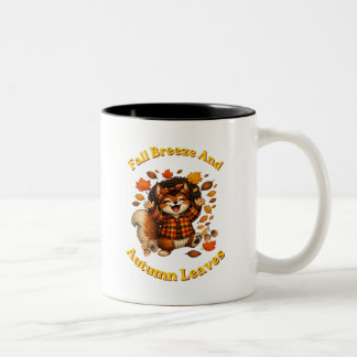 Caneca De Café Em Dois Tons Esquilo de Outono, Folhas de Outono