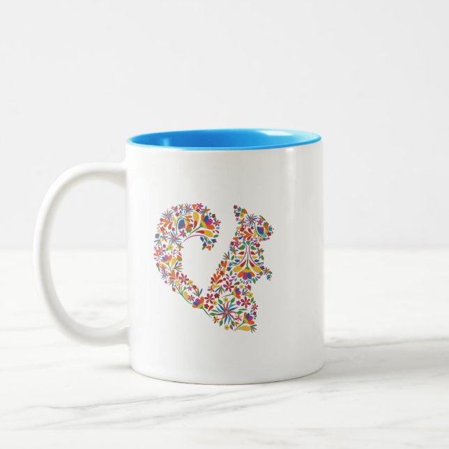 Caneca De Café Em Dois Tons esquilo floral (Esquerda)