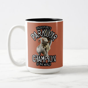 Caneca De Café Em Dois Tons Esquilo Parkour - freerunning engraçado