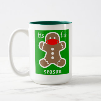 Caneca De Café Em Dois Tons Esta é a estação do rosto mascara gingerpão-doce