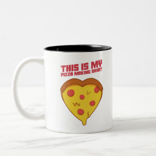Caneca De Café Em Dois Tons Esta É Minha Camisa de Fazer Pizza Coração
