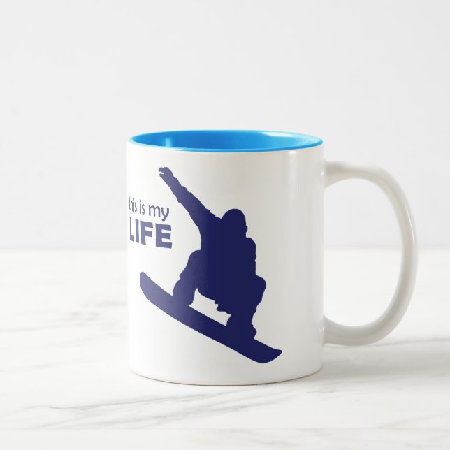 Caneca De Café Em Dois Tons Esta É Minha Vida (Snowboard) (Direita)