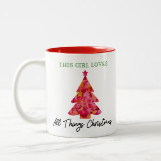 Caneca De Café Em Dois Tons Esta Garota Adora Árvore Vermelha de Natal