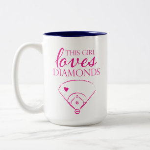 Caneca De Café Em Dois Tons Esta Menina Adora Diamantes Baseball/Softball Mug