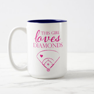Caneca De Café Em Dois Tons Esta Menina Adora Diamantes Baseball/Softball Mug