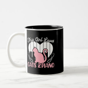 Caneca De Café Em Dois Tons Esta Menina Adora Gatos E Pianista Gatinho
