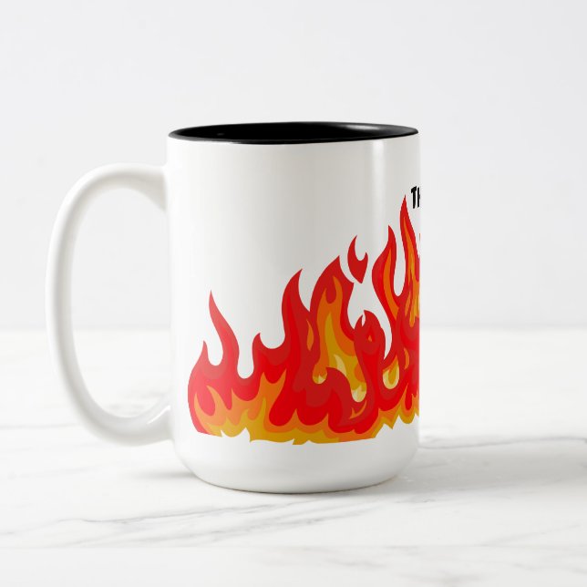 Caneca De Café Em Dois Tons "Está tudo bem" (preto + fogo e chamas) (Esquerda)