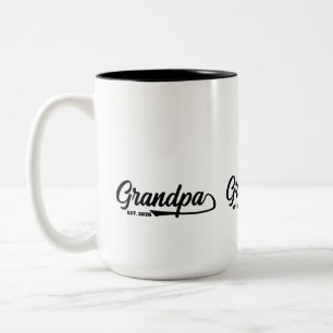 Caneca De Café Em Dois Tons Estabelecido Novo Avô Ano Tipografia
