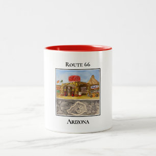 Caneca De Café Em Dois Tons Estação de Gás de Primaveras legal, Rota 66, Arizo