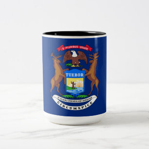 Caneca De Café Em Dois Tons Estado da bandeira de Michigan