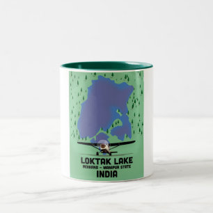 Caneca De Café Em Dois Tons Estado de Manipur do lago Loktak, mapa de India