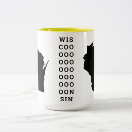 Caneca De Café Em Dois Tons Estado de Wisconsin e o O alongado