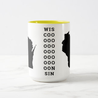 Caneca De Café Em Dois Tons Estado de Wisconsin e o O alongado