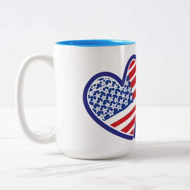 Caneca De Café Em Dois Tons Estados Unidos e Israel Flag Hearts (Esquerda)