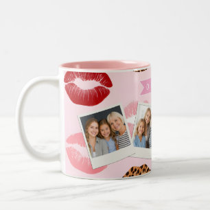 Caneca De Café Em Dois Tons Estampa de Leopardo Rosa Chic Personalizada Padrão