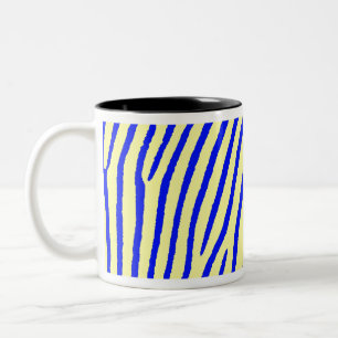 Caneca De Café Em Dois Tons Estampa de Zebra (Amarelo & Azul)