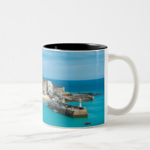 Caneca De Café Em Dois Tons estância balnear de Ruas. Ives, Cornwall, Reino Un