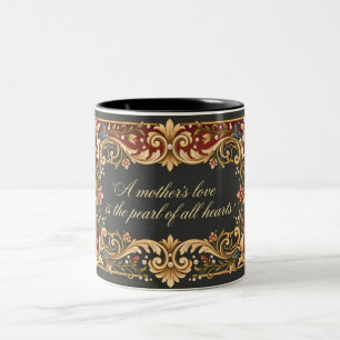 Caneca De Café Em Dois Tons Estandarte do Dia das Mães Luxuoso Rosemaling - Vi