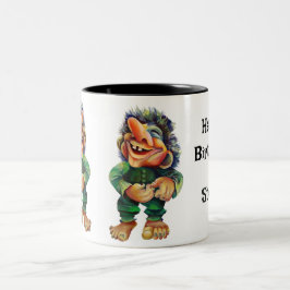 Caneca De Café Em Dois Tons Estandinava - Troll Engraçado Ilustração de Aquare