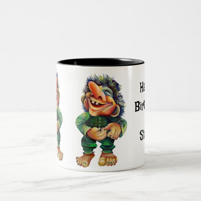 Caneca De Café Em Dois Tons Estandinava - Troll Engraçado Ilustração de Aquare (Centro)