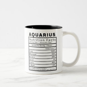Caneca De Café Em Dois Tons Estatísticas de Fatos Nutricionais de Sinais Aqua