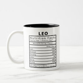 Caneca De Café Em Dois Tons Estatísticas de Fatos Nutricionais de Sinal Leo St