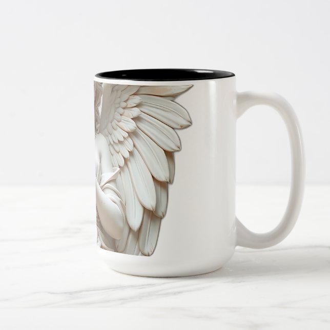 Caneca De Café Em Dois Tons Estátua de Anjo Clássico em Pastel (Direita)