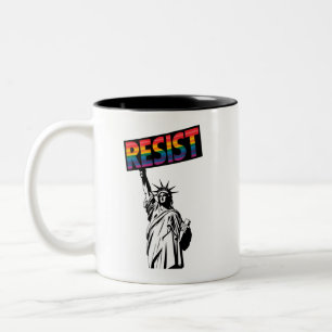 Caneca De Café Em Dois Tons Estátua Resistente do Presente Feminista da Liberd