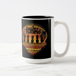 Caneca De Café Em Dois Tons Estatuas Moai da Ilha de Páscoa