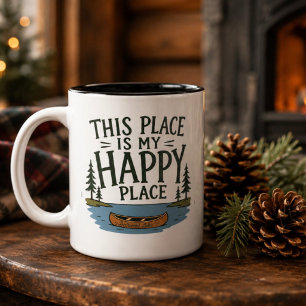 Caneca De Café Em Dois Tons Este é o Meu Local Feliz Deerwood Lake