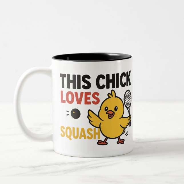 Caneca De Café Em Dois Tons Este Pintinho ama o Squash (Esquerda)