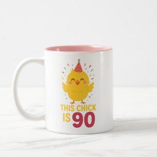 Caneca De Café Em Dois Tons Este Pintinho é 90 Bons e Divertidos Aniversário