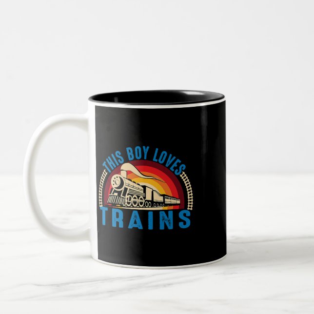 Caneca De Café Em Dois Tons Este Rapaz Adora Comboios Locomotive Tra (Esquerda)