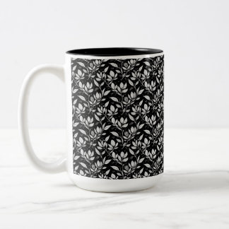 Caneca De Café Em Dois Tons Estética Botânica Folha Monocromática
