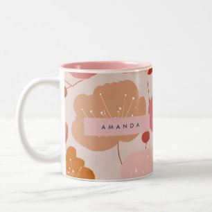 Caneca De Café Em Dois Tons Estética Floral Retro Quente Personalizada do Past