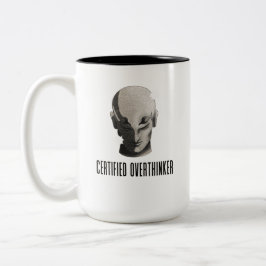 Caneca De Café Em Dois Tons Estética Gráfica Certificada Pensadora Excessiva V