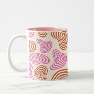 Caneca De Café Em Dois Tons Estética Líquida Groovy Ondulada dos Anos 70