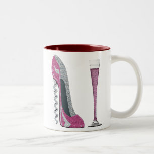Caneca De Café Em Dois Tons Estilete do Corkscrew e flauta de Champagne