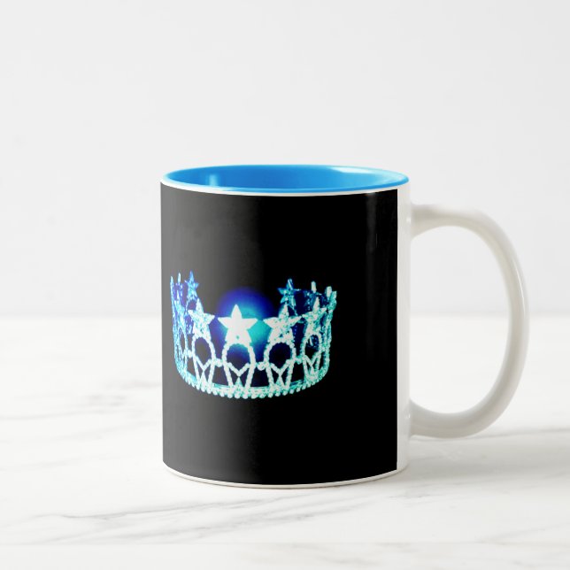 Caneca De Café Em Dois Tons Estilo americano Aqua Turquoise Crown Mug (Direita)