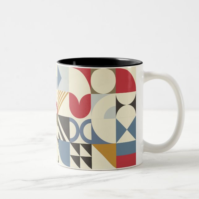 Caneca De Café Em Dois Tons Estilo Bauhaus Design Geométrico Forma (Direita)
