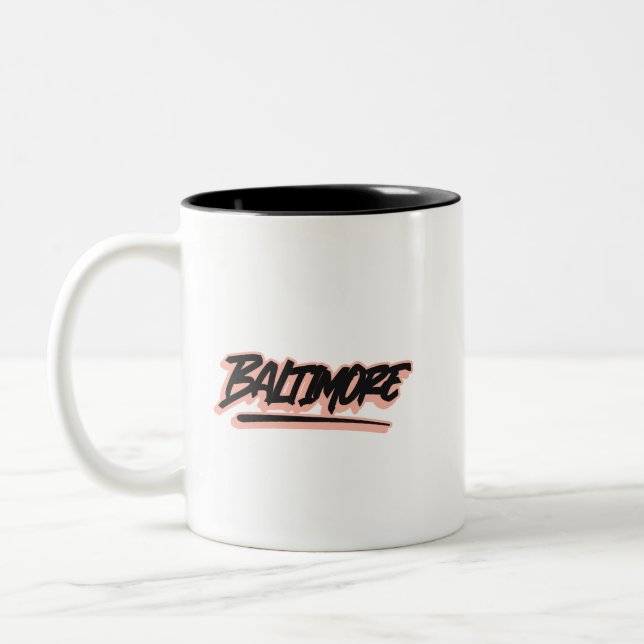 Caneca De Café Em Dois Tons Estilo de Grafite Baltimore (Esquerda)