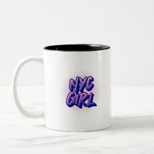 Caneca De Café Em Dois Tons Estilo de Grafite de Rapariga NYC