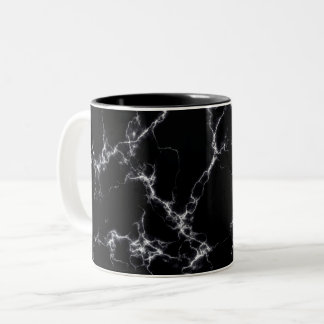 Caneca De Café Em Dois Tons Estilo de mármore elegante 4 - preto e branco