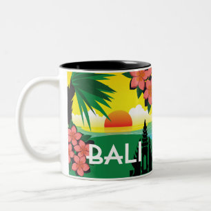 Caneca De Café Em Dois Tons estilo de viagens vintage Bali Indonésia